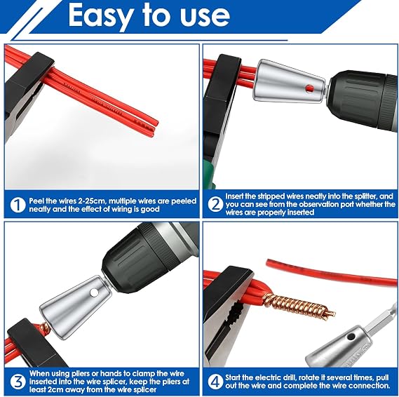 Wire Twister Tool for Drill, 3 Way/ 5 Way Wire Stripper and Twister, 6mm Hex Shank Wire Twisting Tool Cable Twisting Tool, Wire Nut Twister Wire Stripping Bit Tool, Electric Wire Peeler Tool