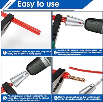 Wire Twister Tool for Drill, 3 Way/ 5 Way Wire Stripper and Twister, 6mm Hex Shank Wire Twisting Tool Cable Twisting Tool, Wire Nut Twister Wire Stripping Bit Tool, Electric Wire Peeler Tool