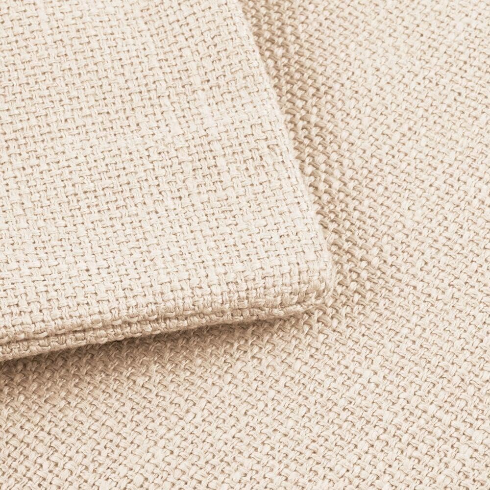 mDesign Solid Color Decorative Faux Linen Throw Pillow Cover, Cushion Cover Pillowcase for Couch Sofa Bed; 20 x 20 inches; No Pillow Insert; 2 Pack - Cream/Beige