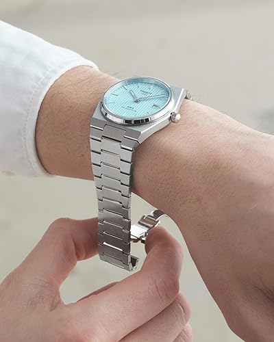 Miniatura 8 de Tissot PRX Powermatic 80 Caja de acero inoxidable 316L, reloj automático suizo para hombres y mujeres, esfera azul hielo, acero inoxidable,