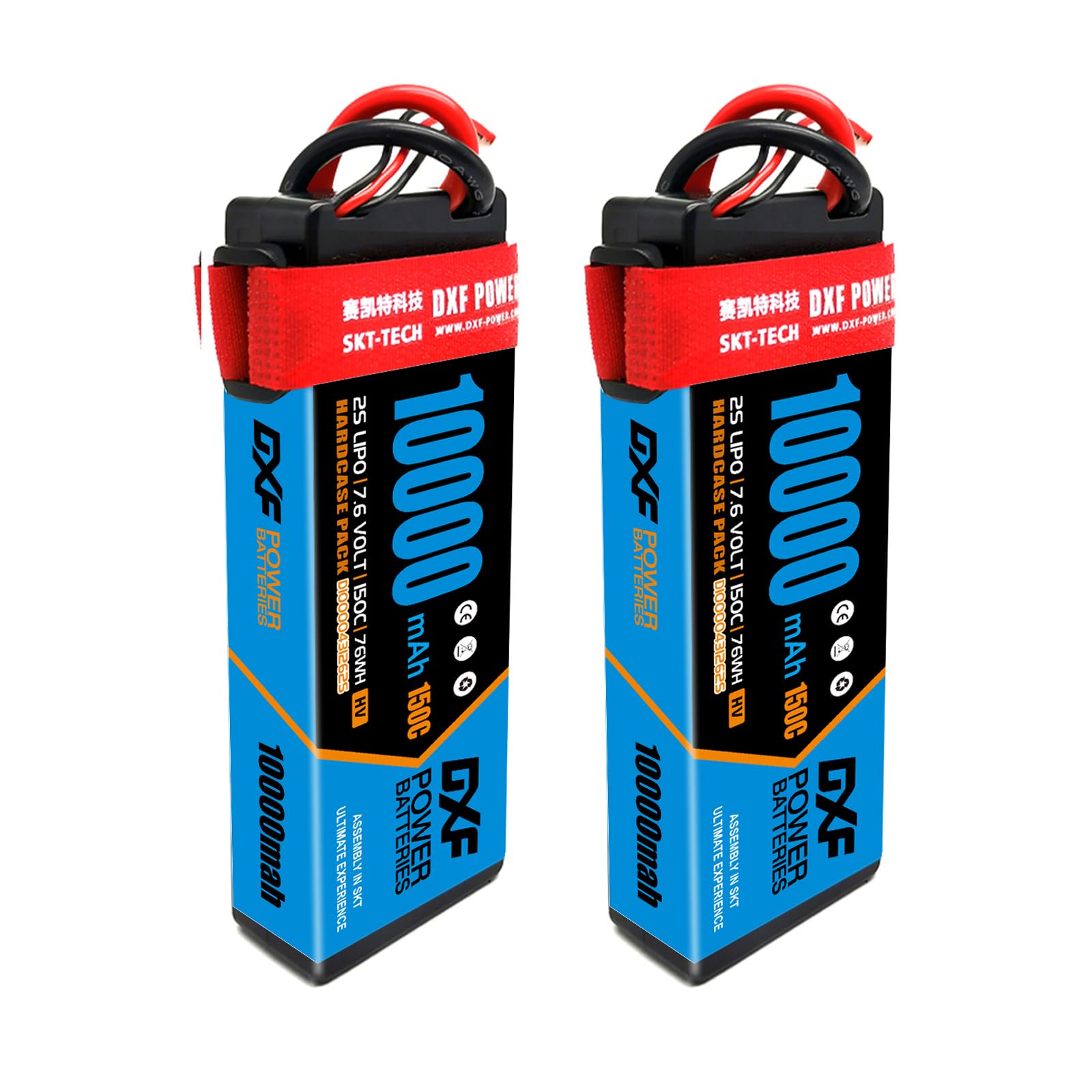 DXF 2s batteria lipo ad alte prestazioni - 2 confezioni lipo 2s 10000mAh Deans/T capacità, 150C di scarica per 1/8 & 1/10 Auto, Strada, Team associated, assiale e altro ancora - perfetta vestibilità e