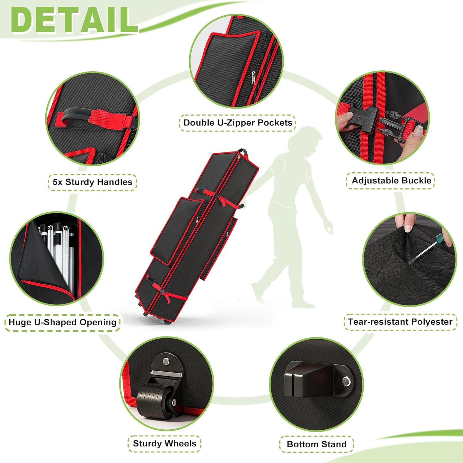 Cuddly Nest 10x20ft Tent Bag Replacement - Heavy Duty 900D Rolling Carry Storage Bag for Commerical Pop up Canopy