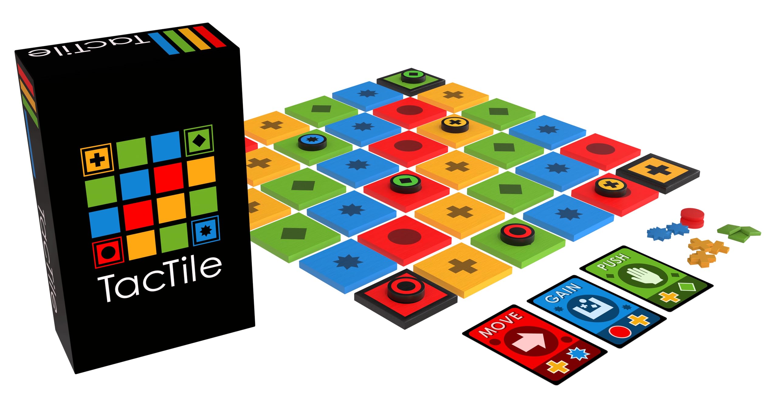 Tactile - Chess-Like Engine Building Board Game | Simple Rules | Deep Unique Strategy | Modular Wood Board | 2-4 Players