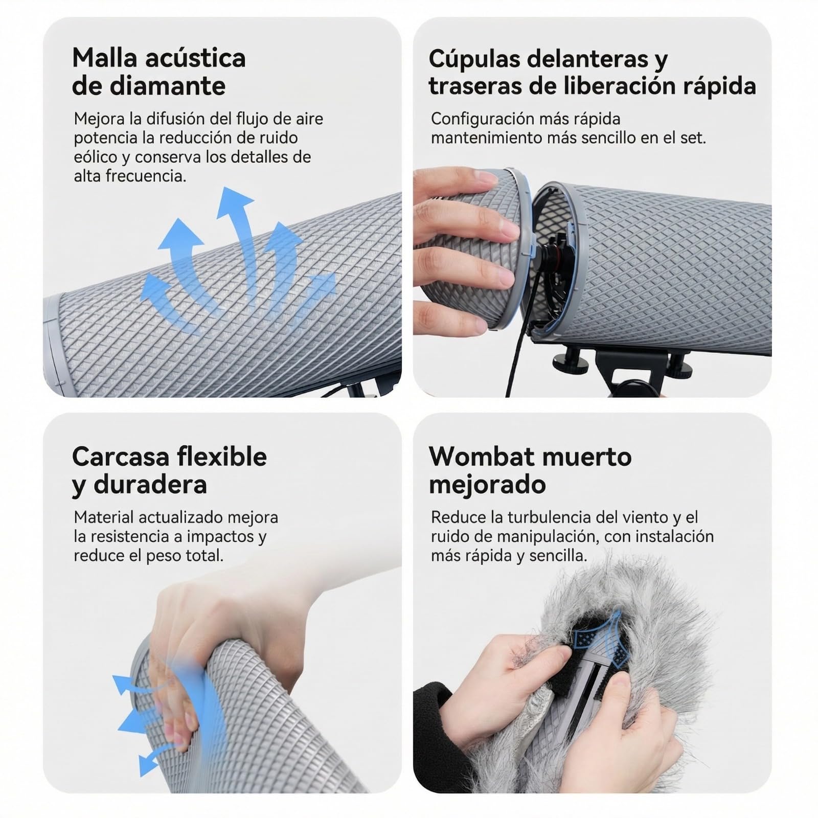 DF DIGITALFOTO Sistema Montaje Micrófono con Amortiguador y Gato Muerto | Compatible con Serie Rode NTG, Compatible con Sennheiser MKE600, Para Micrófono de Escopeta