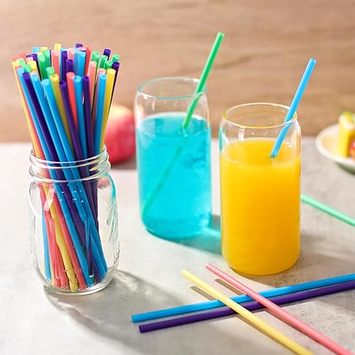 Miniatura 4 de Pajitas coloridas desechables biodegradables compostables  Pajitas de ácido poliláctico a base de plantas para jugo, café, cóctel, bebidas frías