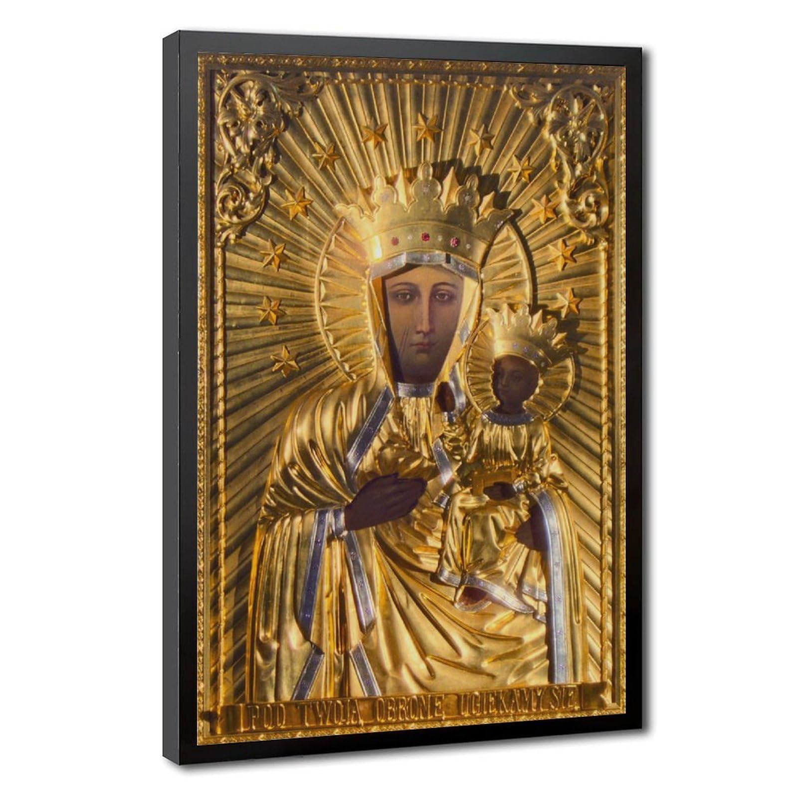 WCYB Our Lady of Czestochowa Black Madonna From Poland Catholic Prints Posters Canvas Deco Paintings Wall Art For Office Hangable Frame 12" L X 18" W