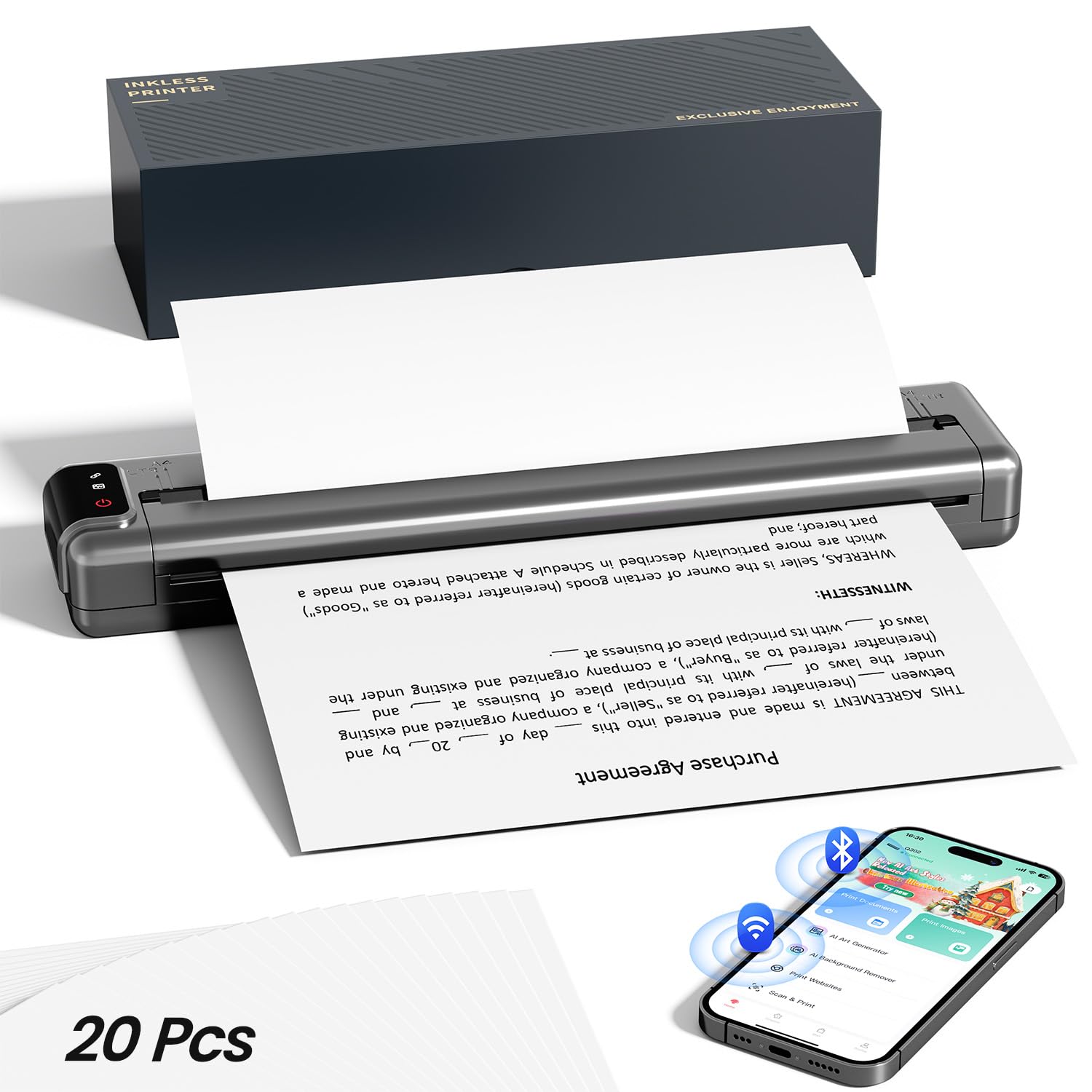 Phomemo Q302 Impresora térmica A4, Impresora portátil A4 para Viajes, conexión a través de WiFi, Bluetooth y USB, Compatible con Papel térmico (210 x 297 mm), B5, A5, 300dpi