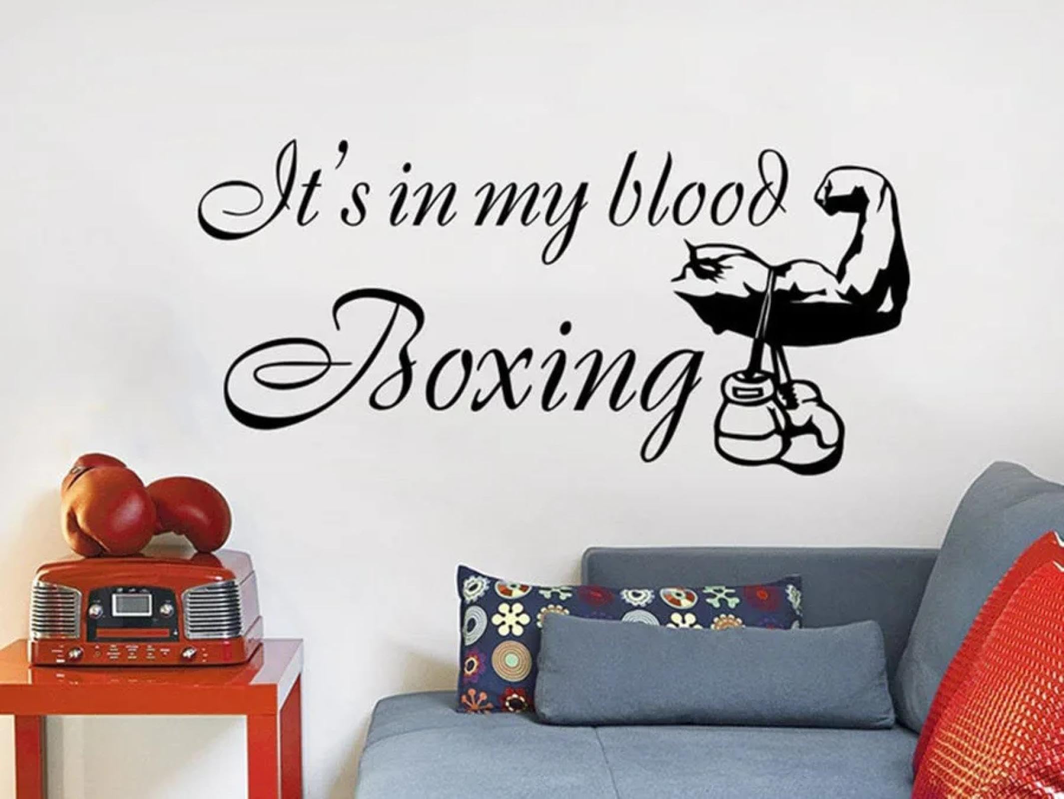 WEIMEIJIE Gym wall Stickers with Quotes, Sports Vinyl Stickers, Boxing Phrases, Home Decor, Bedroom Art Stickers
