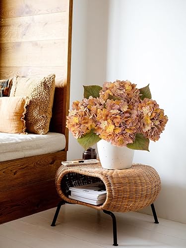 Miniatura 10 de 2 puple+2 flores artificiales de hortensias bohemias de tacto real, para Halloween, Navidad, 21 pulgadas, vintage, de seda de otoño, ramo de boda,