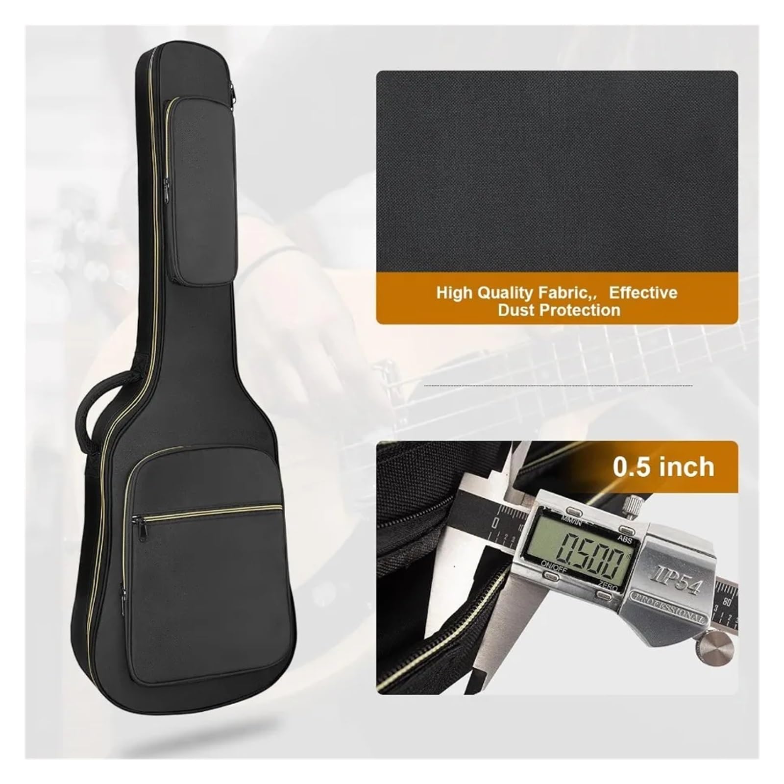 Bolsa for Guitarra acústica de 39, 40 y 41 Pulgadas con Acolchado Grueso Impermeable 0,5 Correa Hombro Ajustable. Funda for para Guitarra