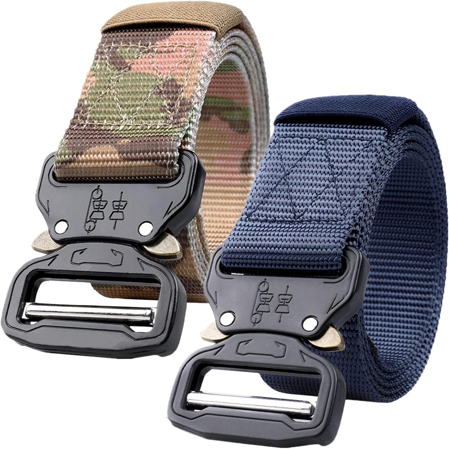 Tactical Belt, Men Military Nylon Work Waist Belts with Heavy Duty Quick Release Metal Buckle, 2 pack