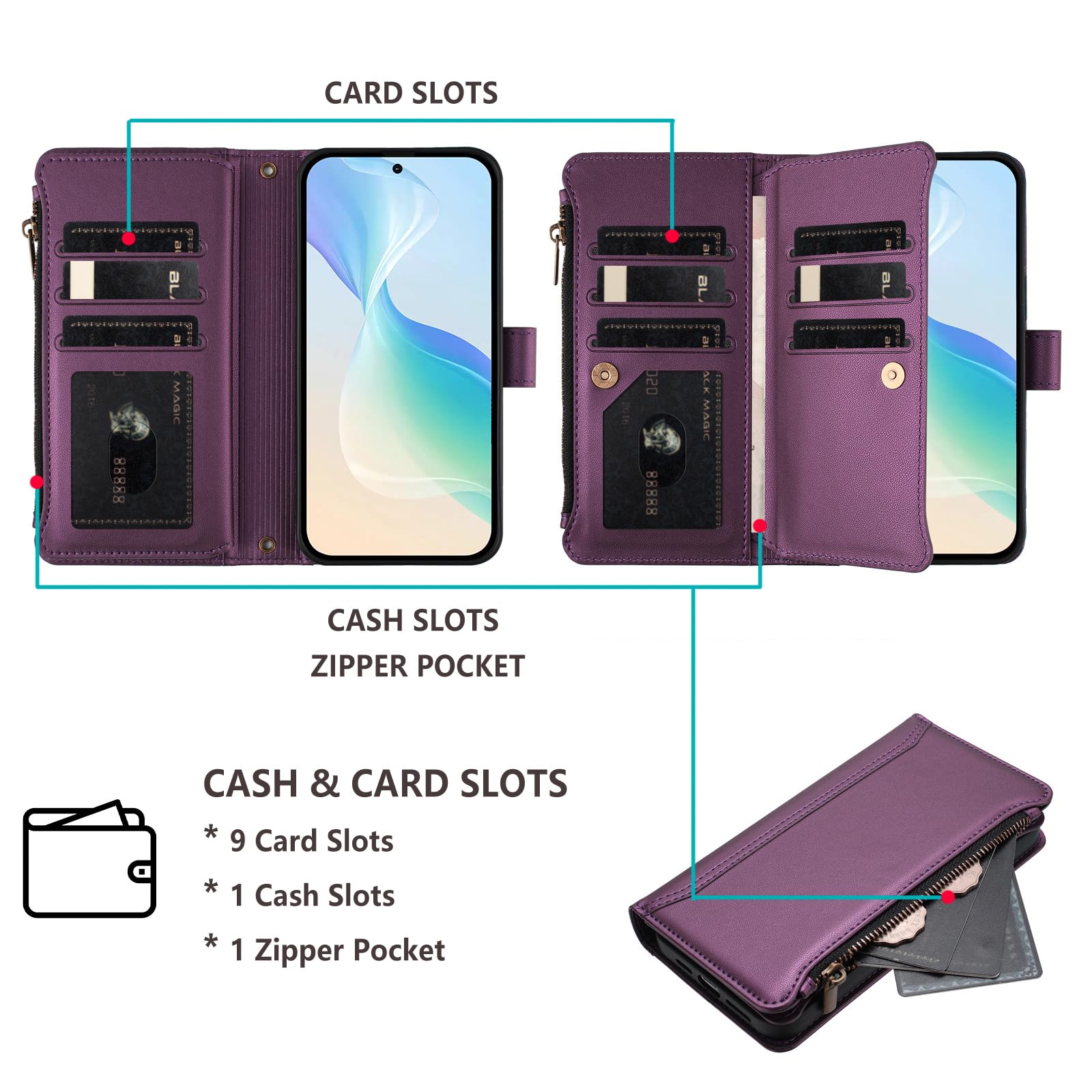 Etui Housse Coque Portefeuille Honor Magic8 Pro 5G Violet