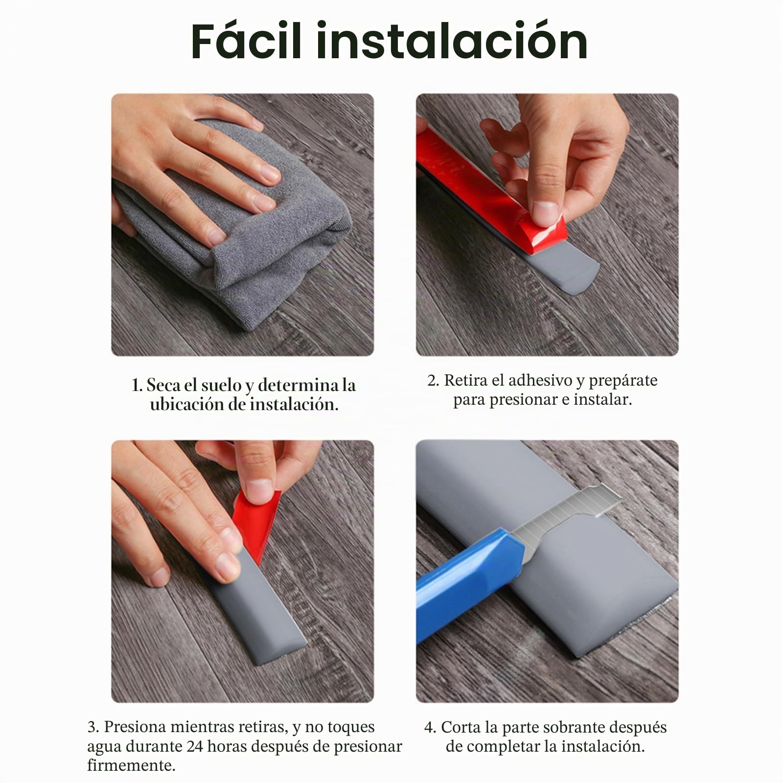 Barrera de Ducha y Sistema de Retención de Agua 200CM, Umbral Plegable de Silicona Impermeable Autoadhesiva para Baño y Cocina (Gris)