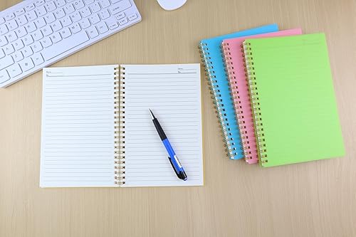 Miniatura 7 de Cuaderno en espiral, cuaderno de tapa dura de plástico de 5.5 x 8.5 pulgadas con 4 colores, 80 hojas/160 páginas por diario para trabajo, estudio y