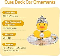 Vista 6 de wonuu Decoración de pato para tablero de automóvil, accesorios de goma con collar de perlas, corona, mini anillo de natación y gafas de sol