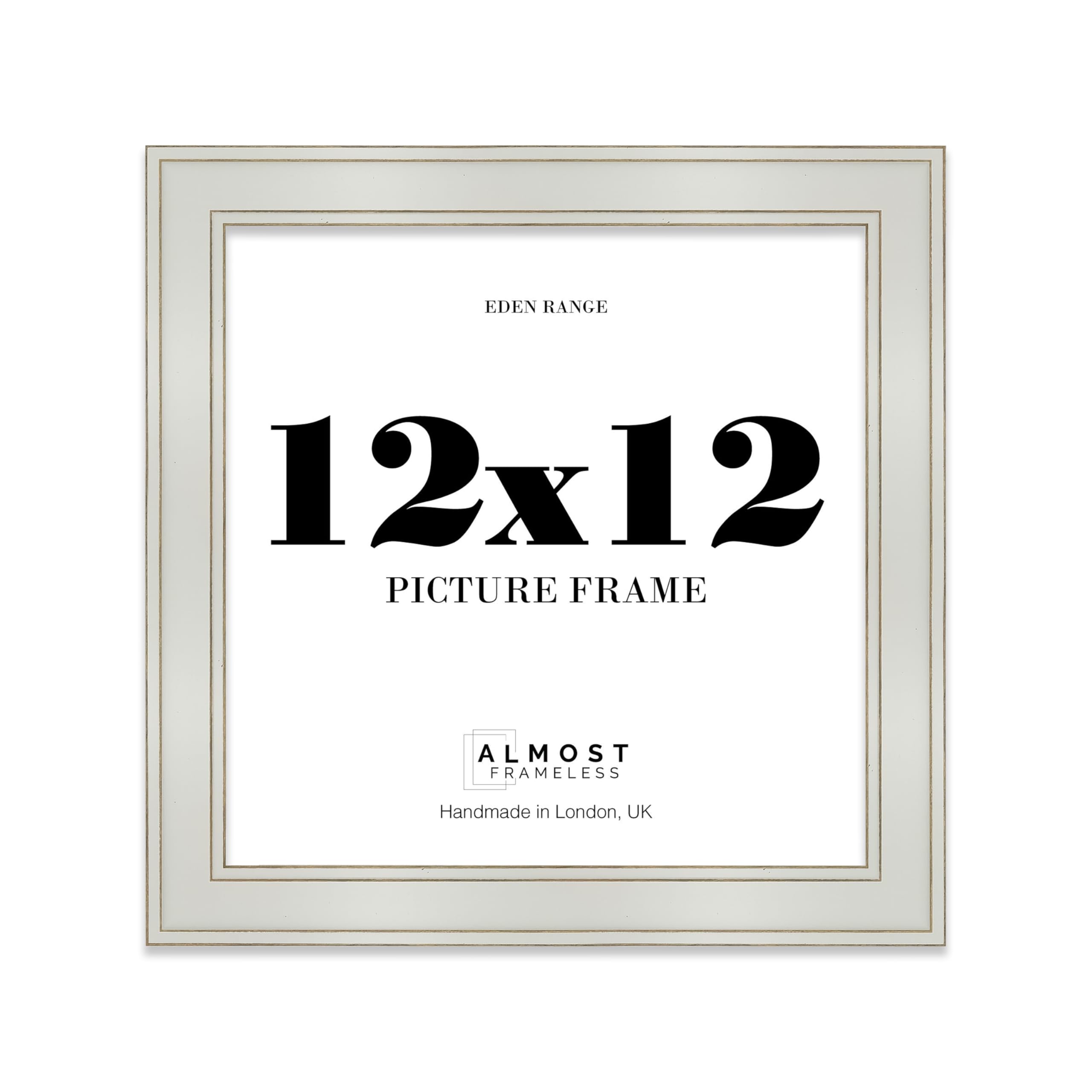 12x12 Light Grey Picture Frame - Shabby Chic Photo Frame with Distressed Finish, Gold Trim, Wall Hooks and Kickstand, 37mm Edge - 1 Pack