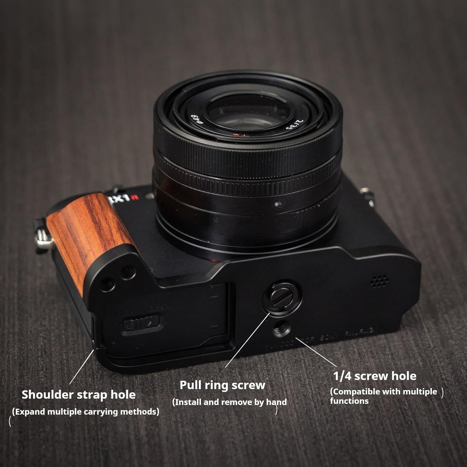 Wood Hand Grip L Plate Aluminum Alloy Base for RX1R3 RX1R III Camera (Walnut)