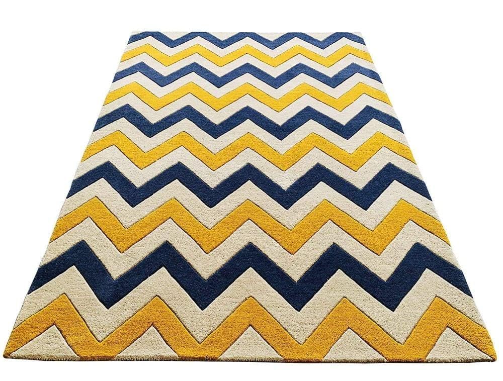 Hand-Tufted Woolen Carpet Solid Area Rug for Living Room (Size 18x12 Multi 02)-image-1