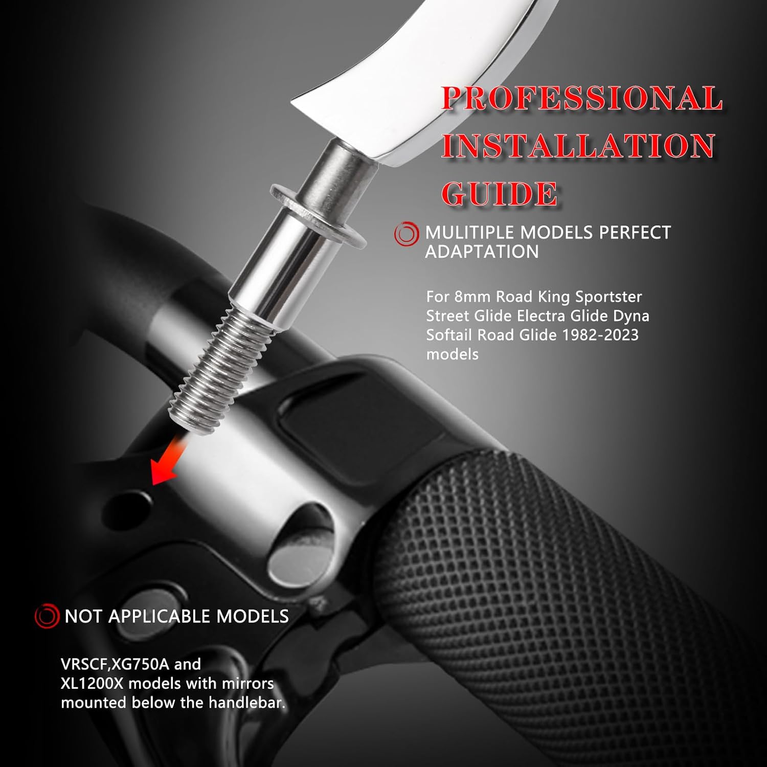 Chrome Motorcycle Rear View Mirrors 1 Pair Sportster Side Mirrors for Street Glide Electra Glide Softail Dyna 1982-2019 2020 2021 2022 2023