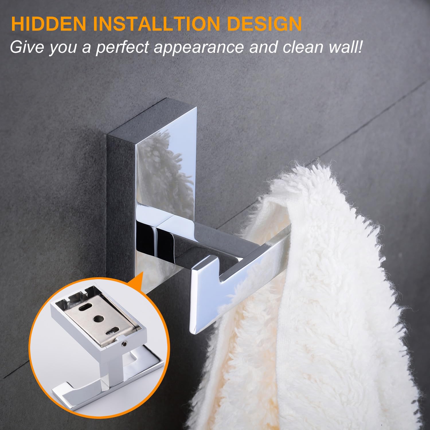 Beelee Moderno gancho cromado doble resistente para abrigo/toalla montado en la pared, latón, accesorios de baño BA9203