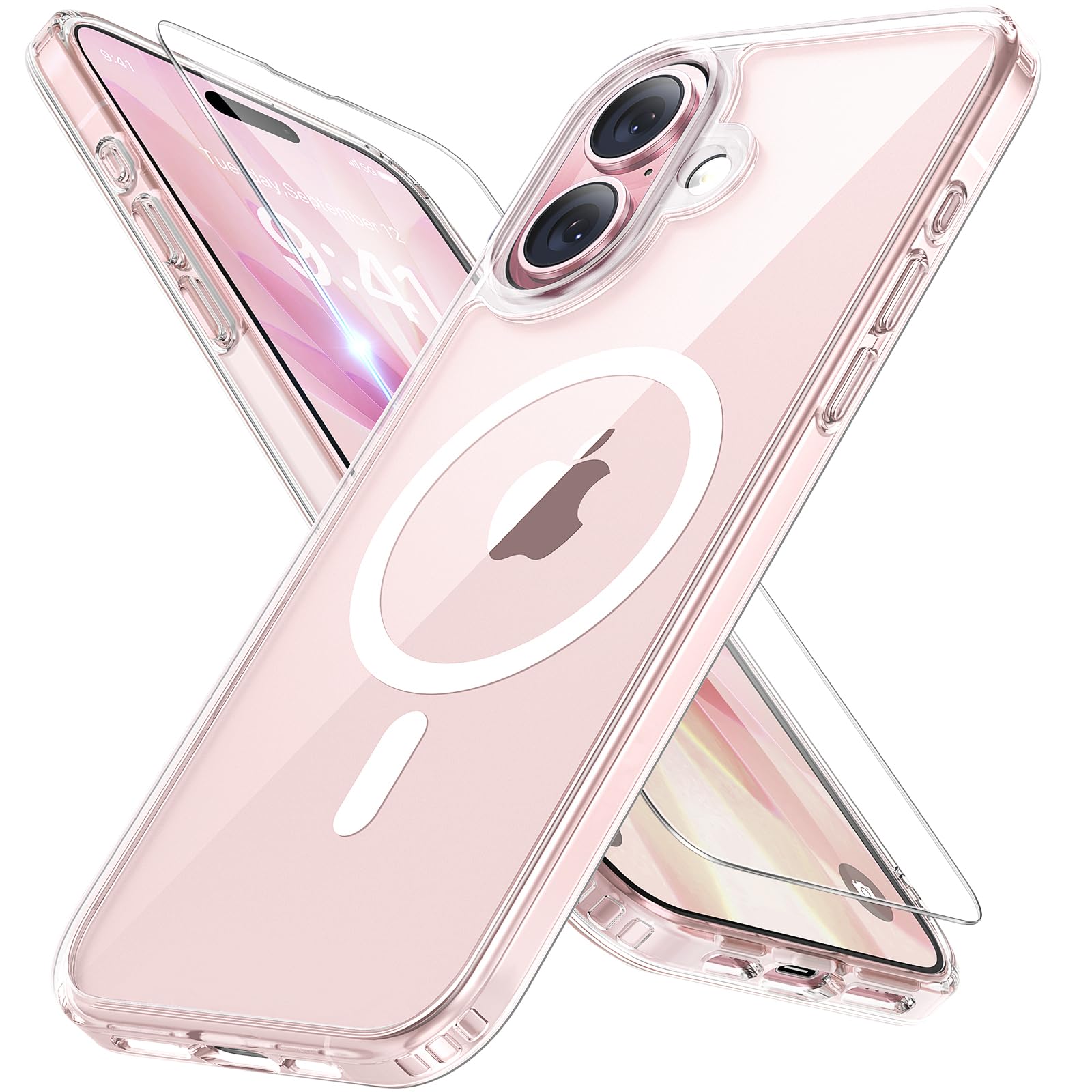 Photo 1 of Miracase Magnetic for iPhone 17 Case (Compatible with MagSafe) with Screen Protector Military-Grade Protection, Anti-Fingerprint Translucent Matte Phone Cover for iPhone 17 6.3 inch, Clear