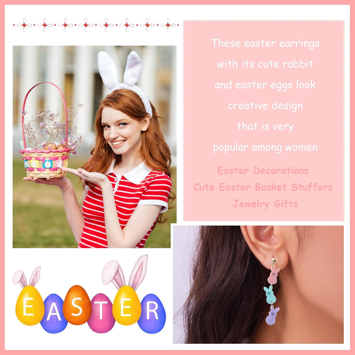 Easter Earrings for Women Cute Bunny Rabbit Peeps Earrings Spring Jewelry Easter Basket Stuffers Gifts Party Accessories - Image 3