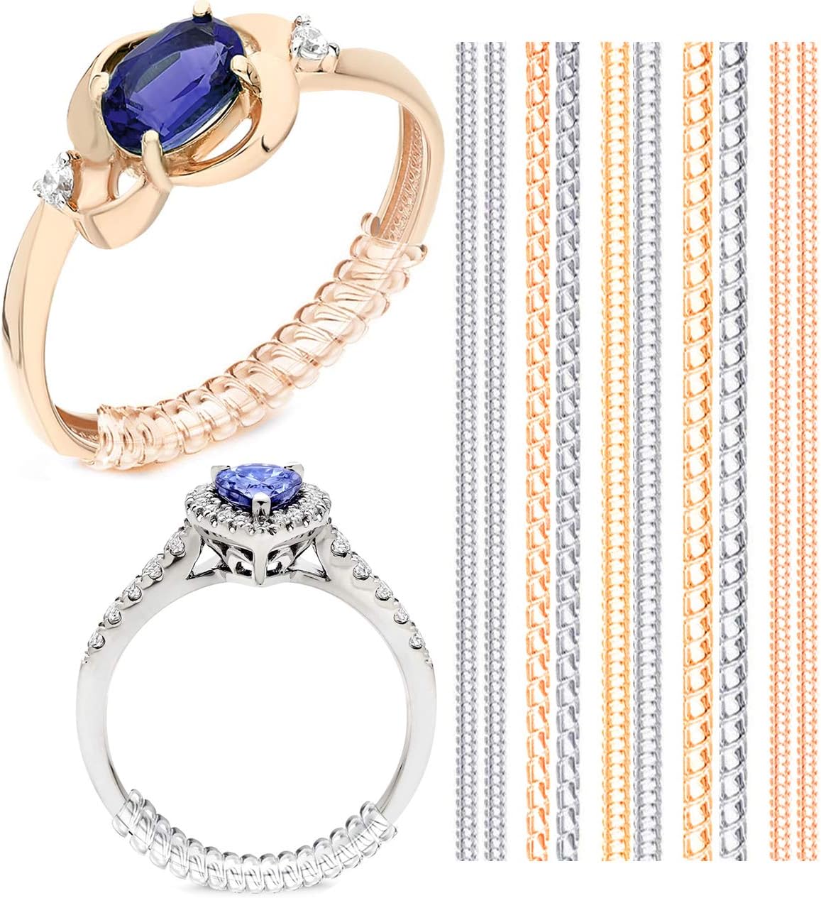 Ring Size Adjuster for Loose Rings, Invisible Ring Resizer, Reducer Guard to Make Silver or Gold Rings Smaller - Silicone Ring Clips, Spacers, Tightener