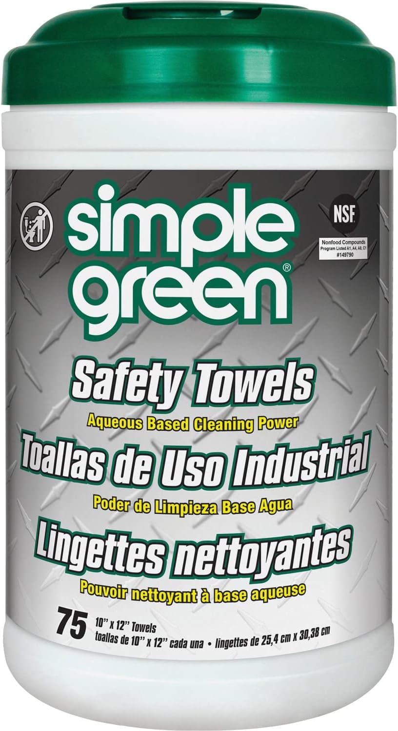 Simple Green 13351 Lint Free Polypropelyne Industrial Safety Towel Canister, 75 Wipes (2)