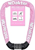 Vista 15 de NDakter Cerradura de cadena para bicicleta, combinación de 5 dígitos, resistente, antirrobo, cerradura de bicicleta de seguridad