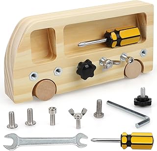 TOY Life Wooden Montessori Screwdriver Board Set, Montessori Toys for 3 4 5 Toddler & Kid, Preschool Learning Sensory Toys for Toddler Fine Motor Skill Toy, Eductational Toys for Toddlers Busy Bus