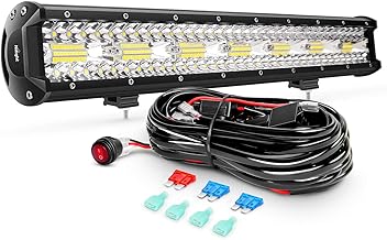 Nilight ZH409 20 Inch 420W Triple Row Flood Spot Combo 42000LM LED Light Bar with Heavy Duty Off-Road Wiring Harness, 2 Years Warranty, White