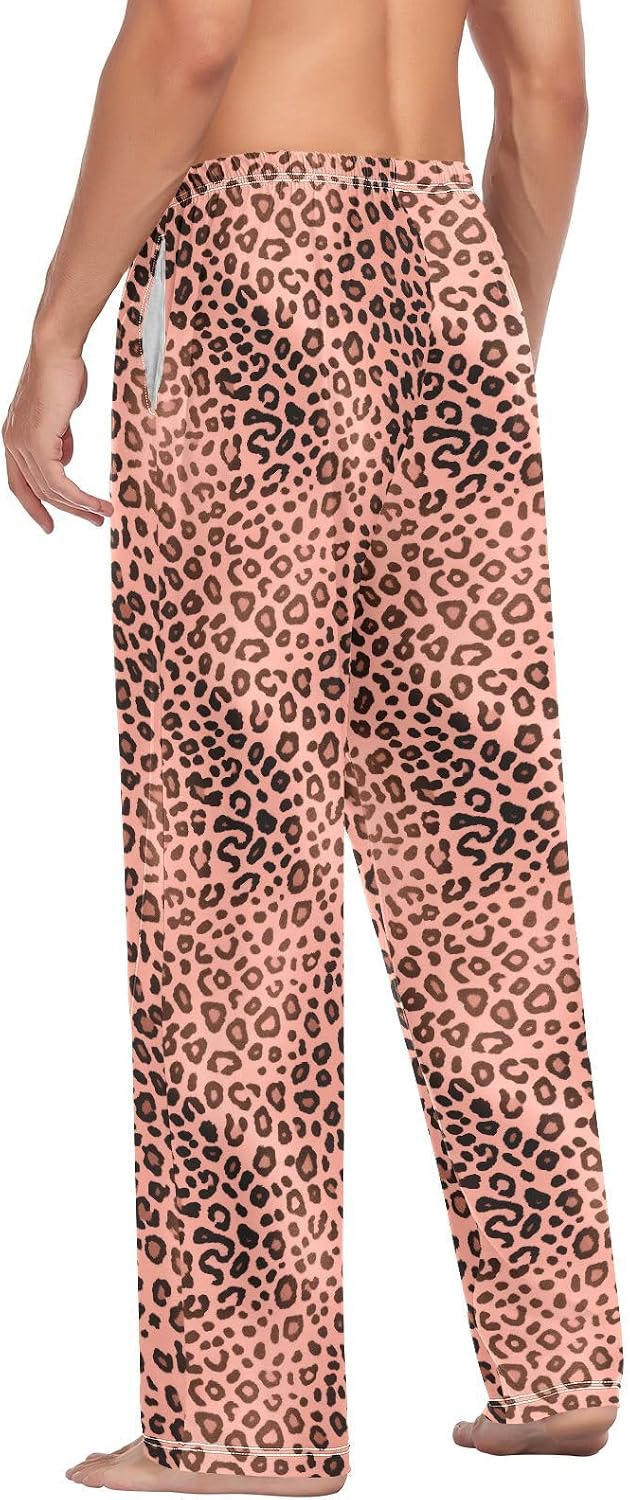 ALAZA Leopard Cheetah Prints Rose Gold Men's Pajama Pants Men Cotton Pajama Bottoms with Pockets, S