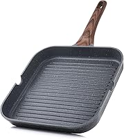 SENSARTE 9.5 Inch Nonstick Grill Pan for Stove Tops - Induction Compatible Griddle with Pour Spouts, PFOA-Free Indoor Outdoor Grilling