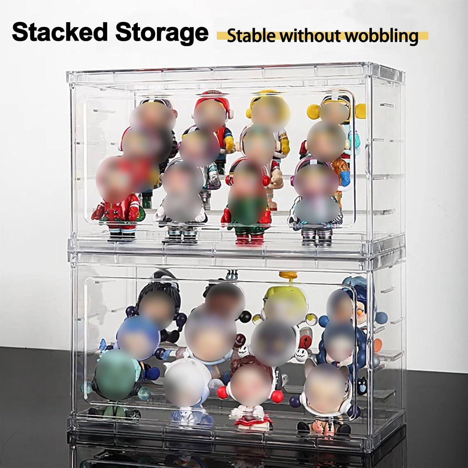 HCUDFN Two Pack Display Case, Transparent Character Display Box, Acrylic Storage Box with Magnetic Door, Dustproof Display Stand for Books, Dolls, Perfume, Cosmetics(27x14x26cm(10.6x5.5x10.2in))