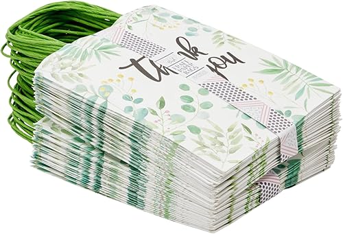 Miniatura 4 de Sparkle and Bash Bolsas de regalo con asas – Paquete de 50 bolsas de regalo de agradecimiento de papel floral blanco de 10 x 8 x 4 pulgadas, regalos