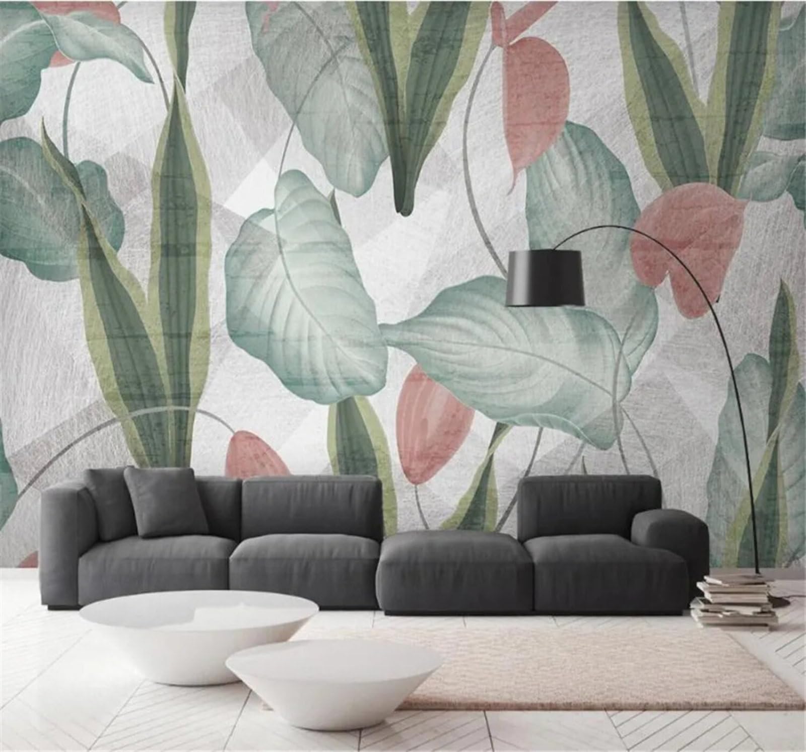 Tzxztt Minimalist Fresh Retro Green Plants Modern 3D Wallpaper Premium Textured Silk Neutral Tones Material Ideal for Living Room Bedroom-430cm×300cm