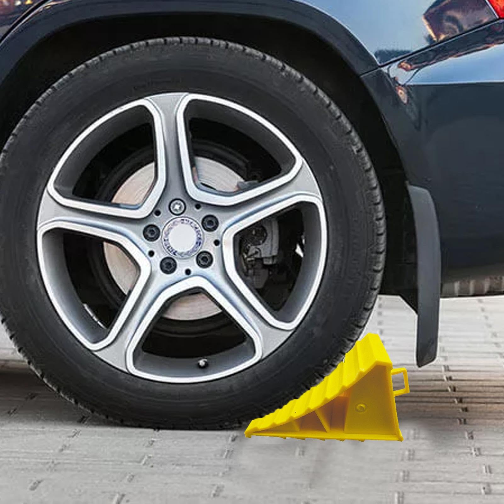 2 Cunei Ferma Auto In Gomma PP – Antiscivolo, Portatili, Per Auto, Camper, Moto E Rimorchi, 10,5x9,5x20 Cm