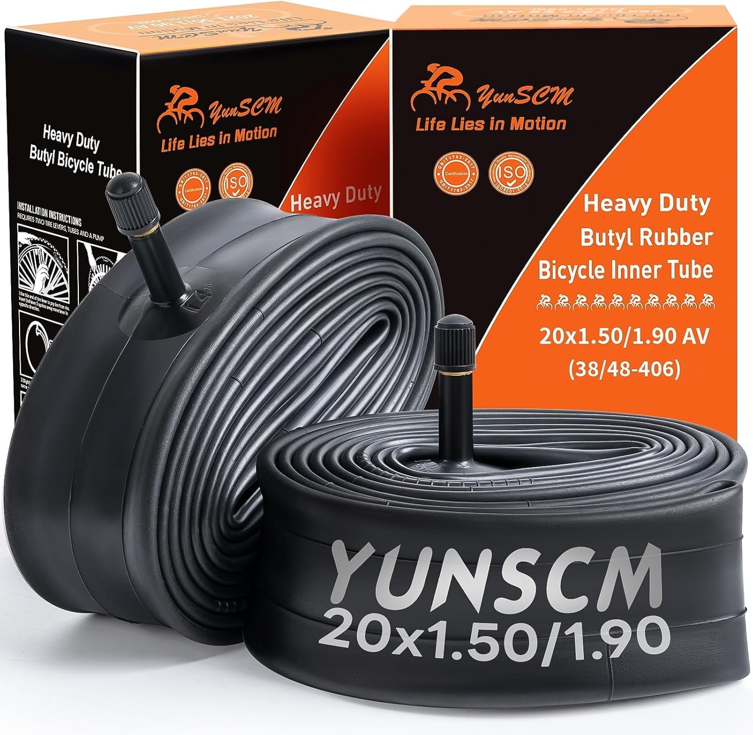 2PCS 20" Heavy Duty Bike Inner Tubes 20x1.50/1.90 ETRTO 38/48-406 AV32mm Valve 20 inch Bicycle Tubes Compatible with 20x1.50 20x1.60 20x1.70 20x1.75 20x1.85 20x1.9 Bike Tire Tubes