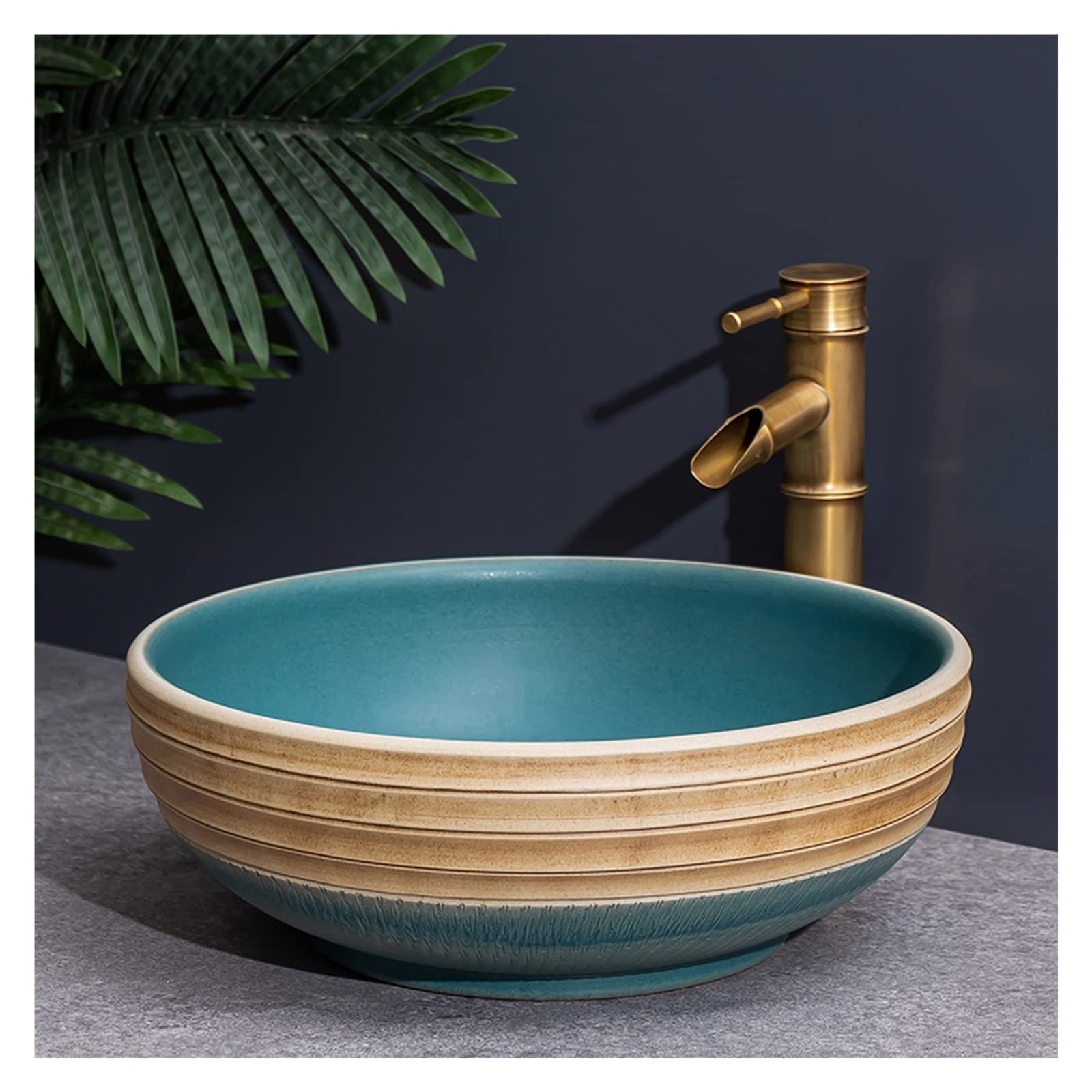 WOTZOV Round Vessel Sink,Bathroom Art Basin For Bar Lavatory,