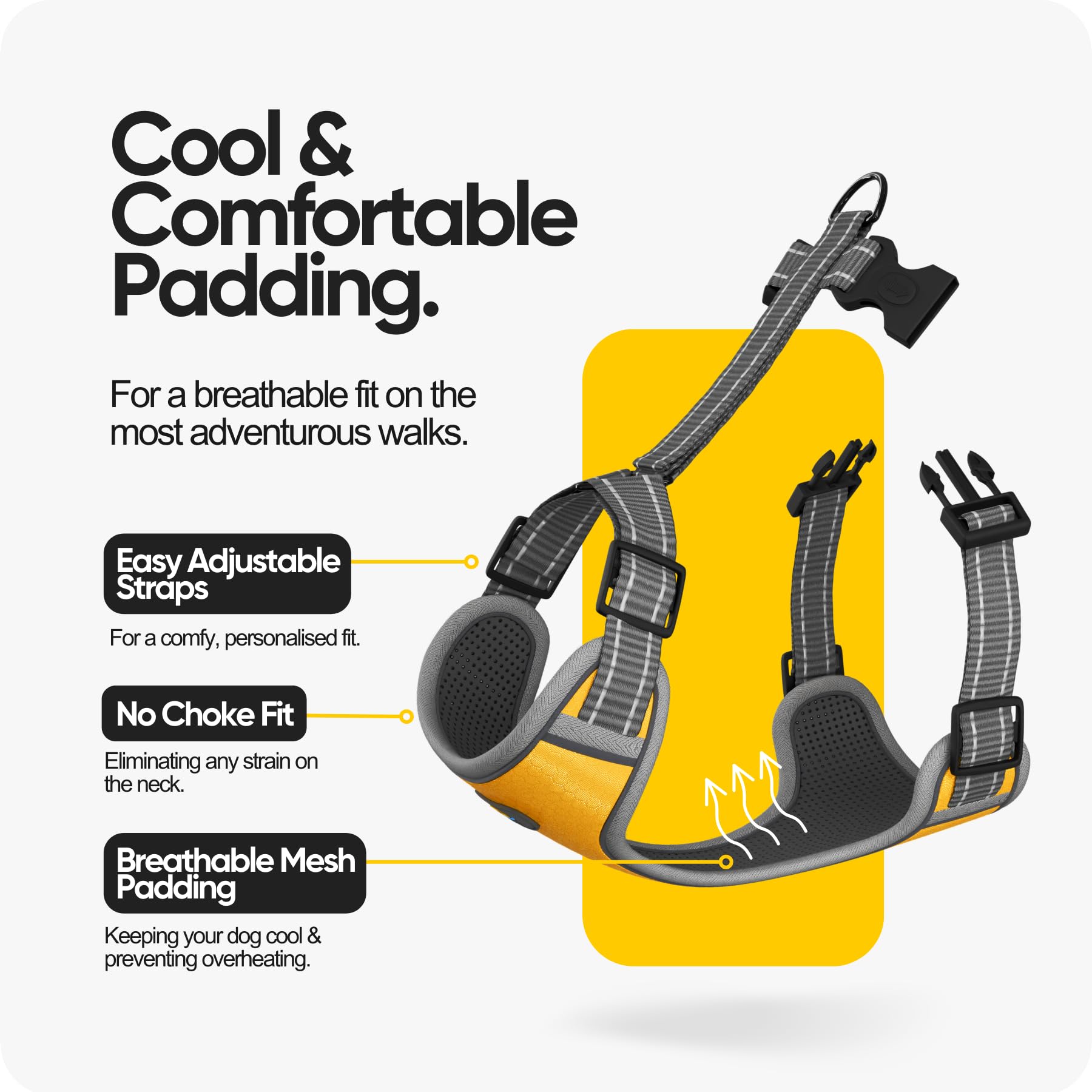 Dawn Dog XL Dog Harness with Secure Locking Clip | Soft & Padded Y Shaped Design with Anti Choke Fit | Extra Reflective for Greater Visibility & Safety | Escape Proof, Adjustable, Lightweight - Image 3