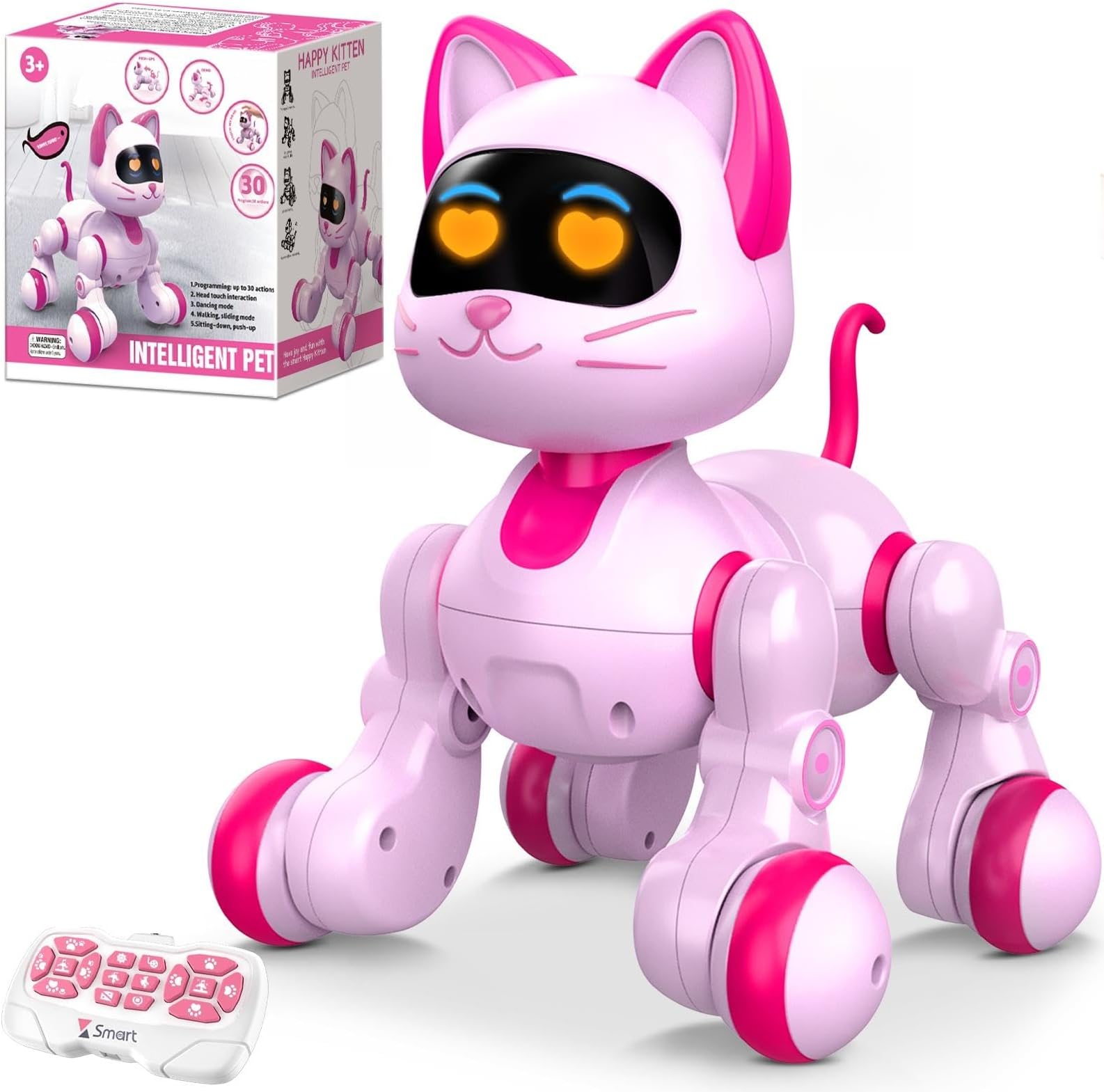 Robot Cat Interactive Toys for Girls: Remote Control&Touch&Dancing | Rechargeable Cute Robotic Kitty - Easy to Use Kids Entertained for Hours - Christmas/Birthday Gifts for 4-9 year old Kids