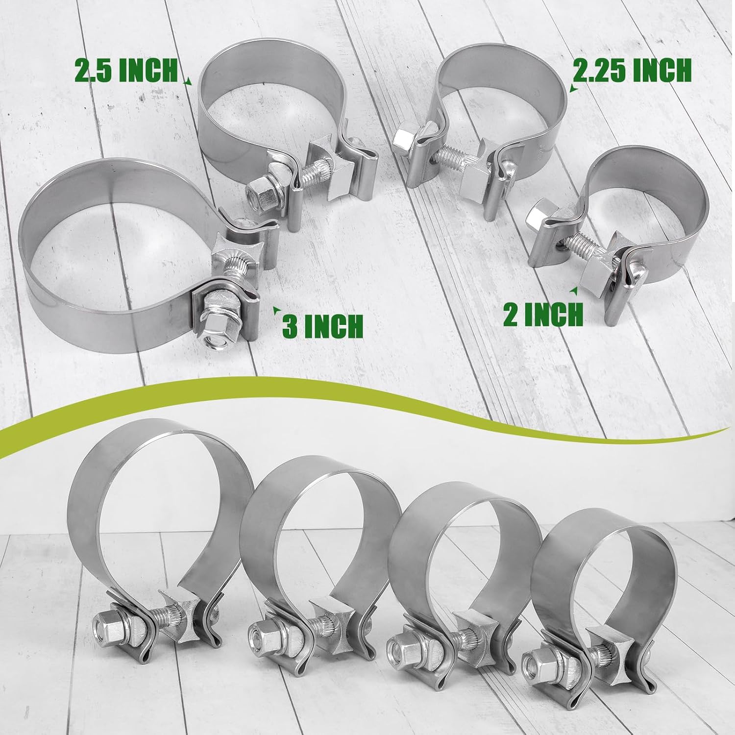 3 Inch Exhaust Clamp,Narrow Band Muffler Clamp Stainless Steel 2PCS (3 inch)