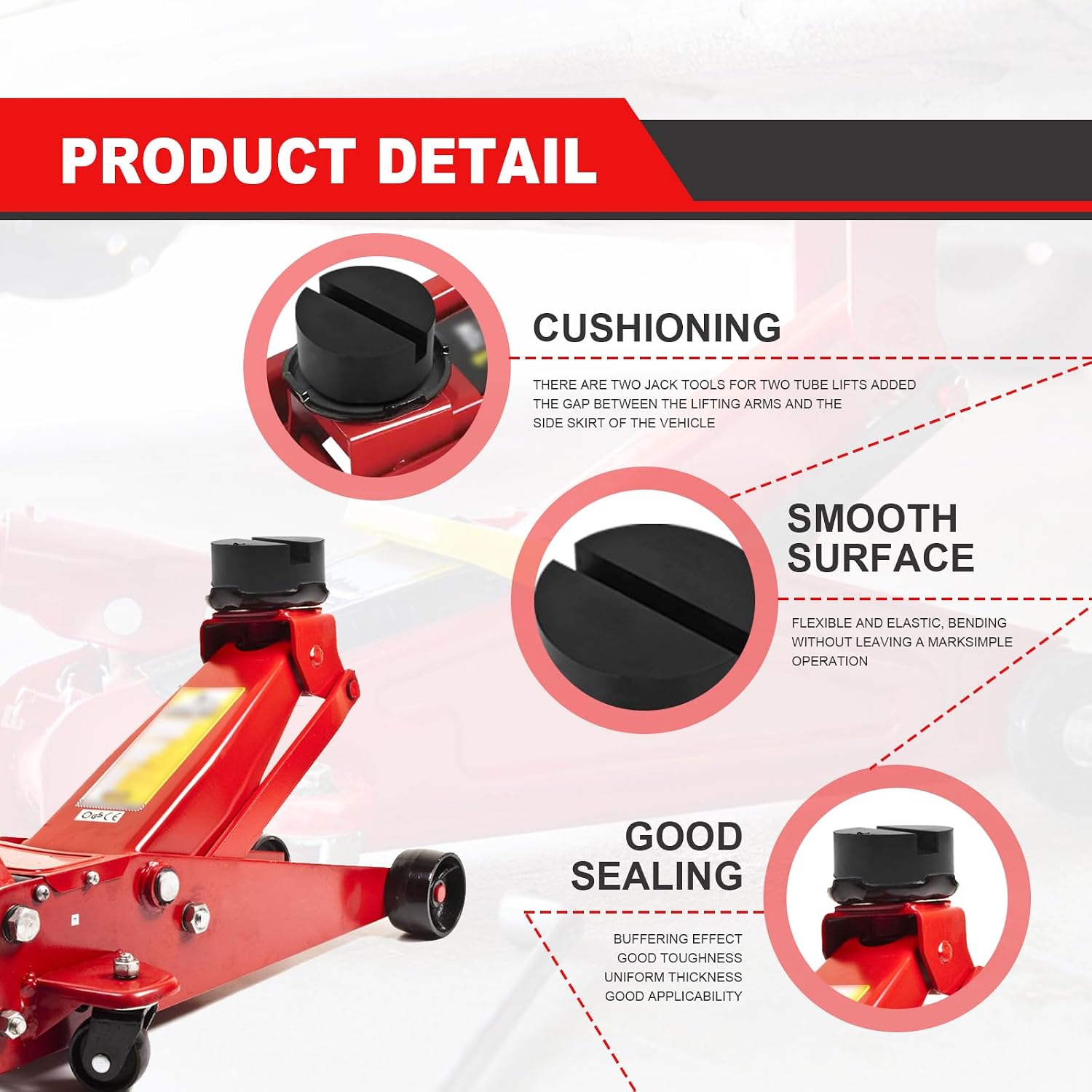 2pcs Rubber Floor Jack Pad Universal Car Lift Jack Stand Accessories Slotted Frame Rail Pinch Welds Protector Anti Slip Size Adapter