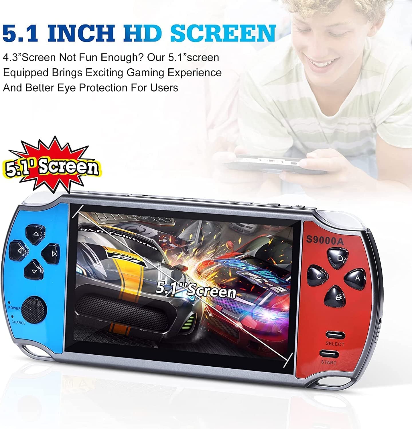 CHROX Console di Gioco retrò Portatile, 4800 Giochi Classici da 5,1 Pollici, Console per Videogiochi Portatile con Uscita TV, Giochi Arcade di Supporto, Regalo di Natale per Bambini