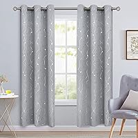 Vista 429 de BGment Room Darkening Curtains 95 Inches Long, Grommet Thermal Insulated Blackout Curtains with Wave Line and Dots Printed for Bedroom, 2 Panels