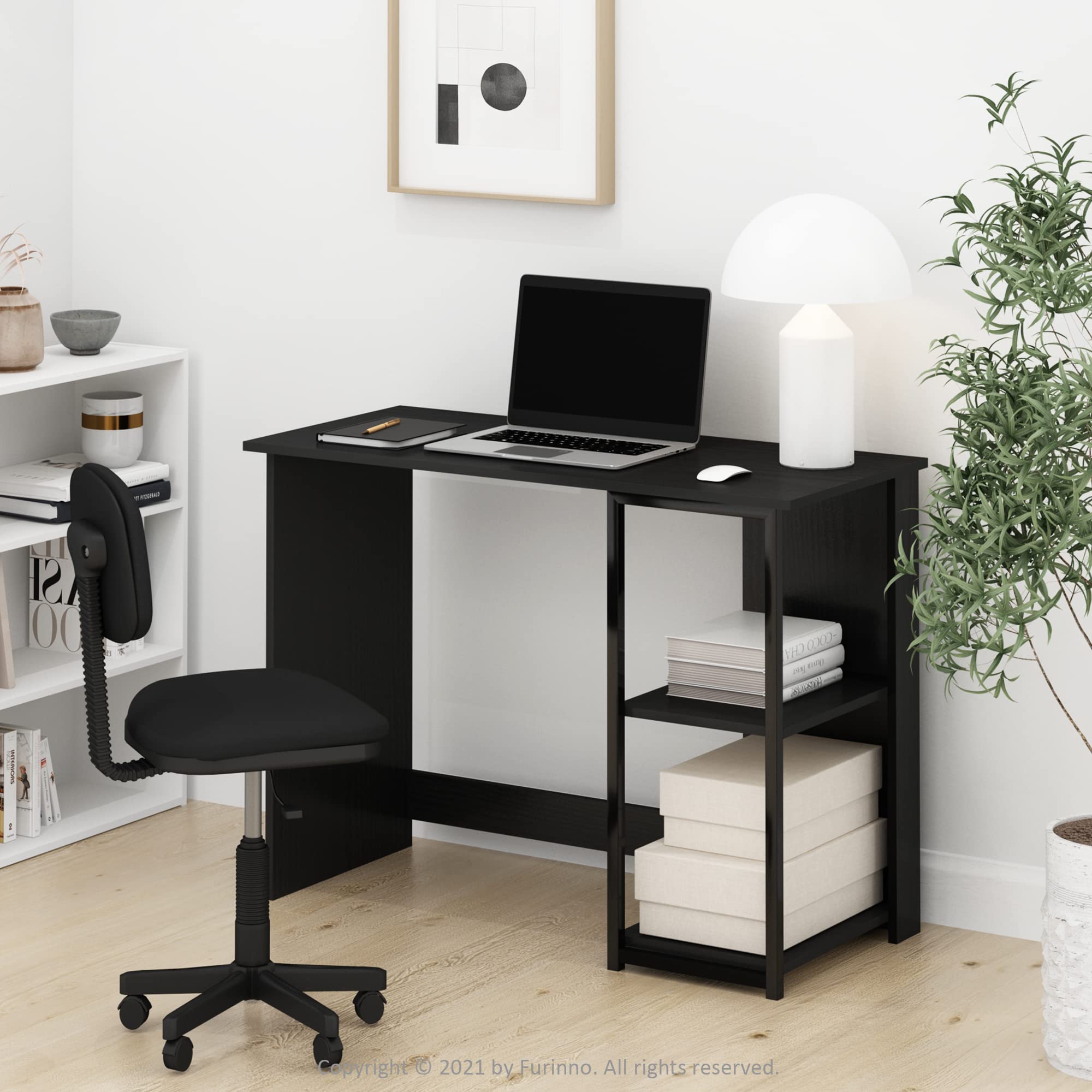 Furinno Camnus Scrivania per Computer, Engineered Wood, Americano/Nero, 74.2 (D) x 101.0 (W) x 45.0 (H) cm