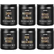 AOOVOO Scented Candles for Men - 6 Pack Candles for Home Scented, 42oz Soy Wax, 300 Hour Burn Time, Rose Sandalwood/Mahogany Teakwood/Smoke Vanilla/Leather/Lavender/Whiskey Caramel Candle Set