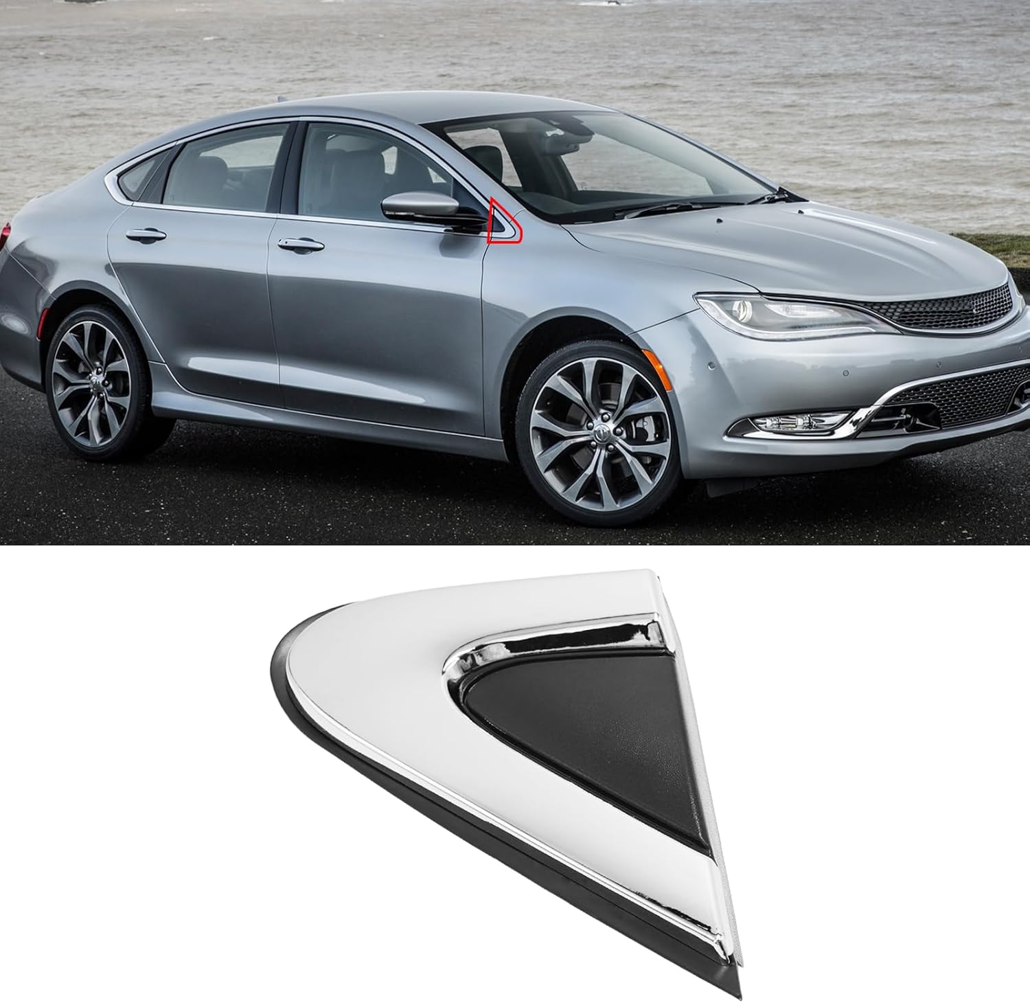 Jaronx Compatible with Chrysler 200 Side Mirror Trim Cover Corner Molding 2015 2016 2017, Passenger Right Side Mirror Flag Applique Panel Trim Triangle Trim 5NJ501XFAB for Chrysler 200 Accessories