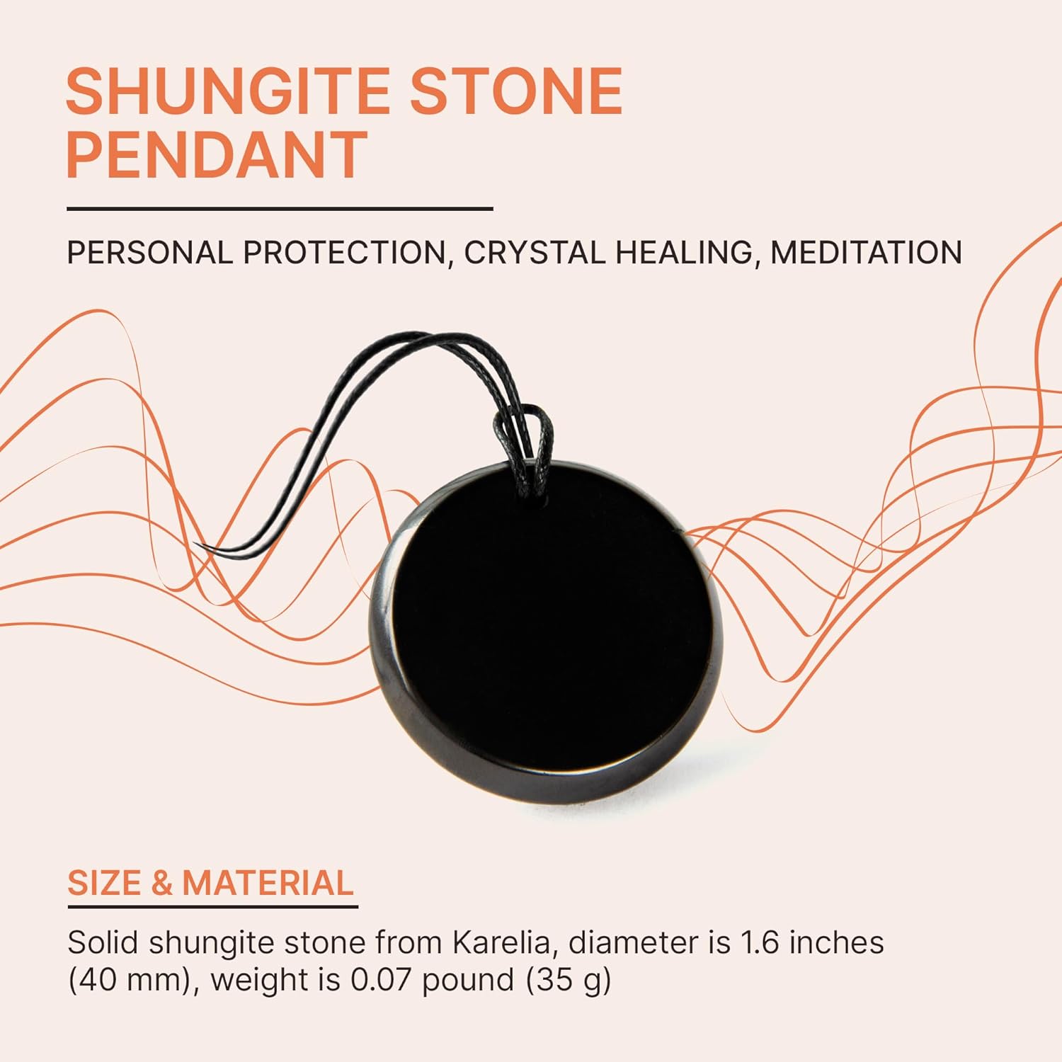 Karelian Heritage Round Shungite Pendant | Authentic Shungite Stones Amulet Jewelry Necklace | Defender Shield Protection Necklace Stone | Chakra Healing Necklace Quantum Pendant - Image 2