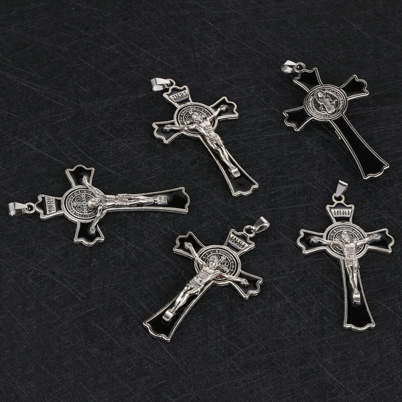 St. Benedict Exorcism Crucifix Cross Pendant for DIY Rosary Necklace Chaplet Part Jewelry Making Accessories Charms 5Pcs Bulk